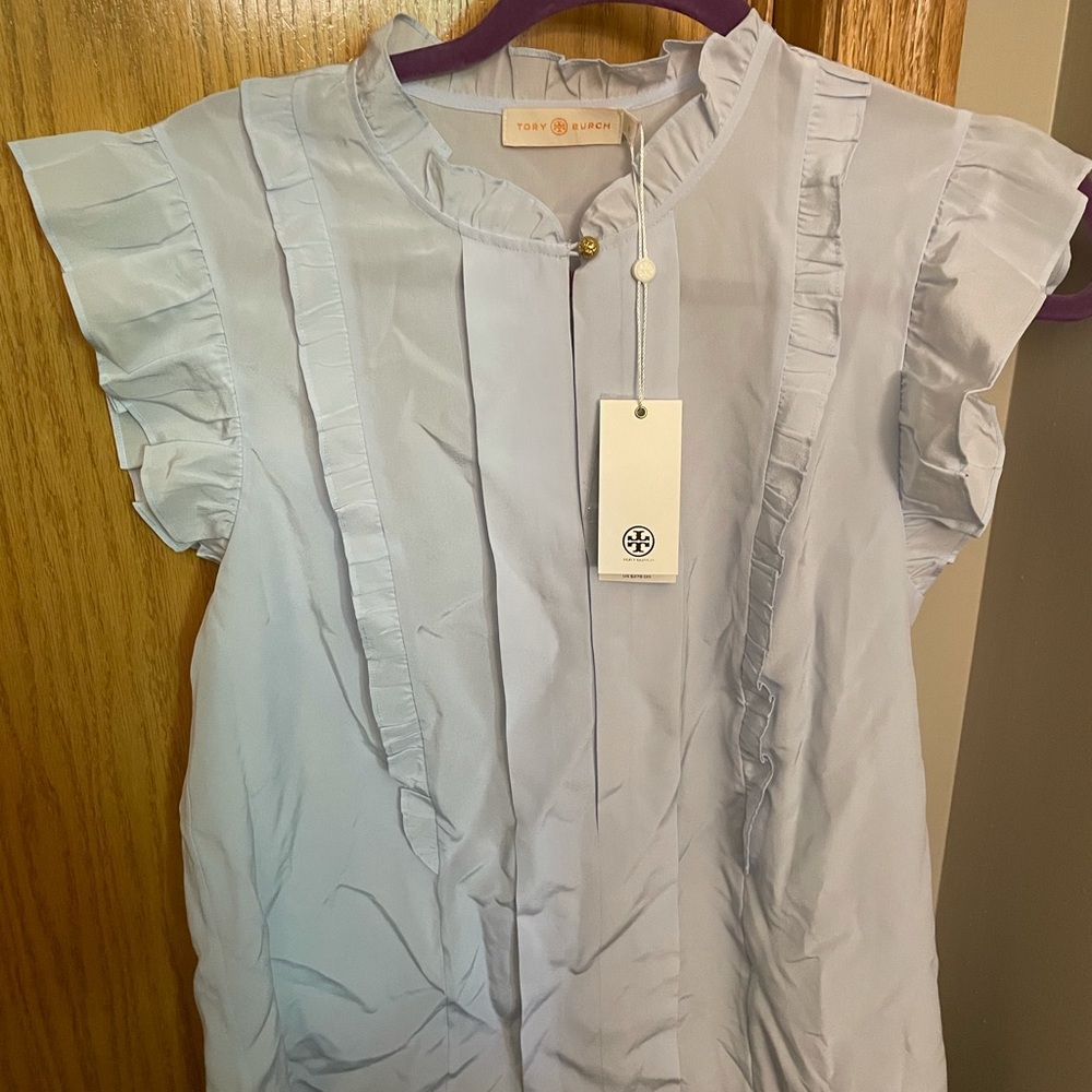 NWT Tory Burch Ruffle shell top - Picture 2 of 4